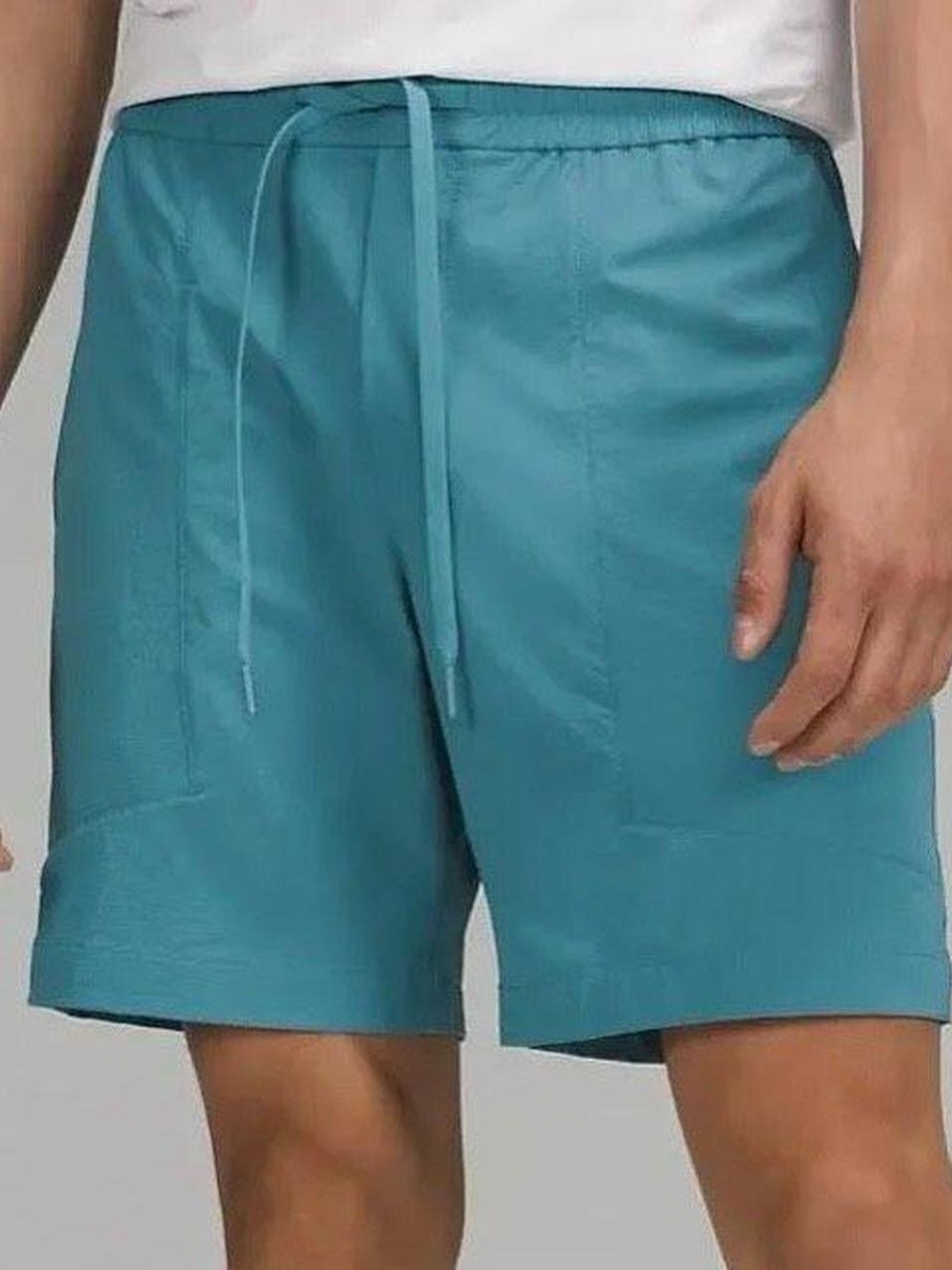 Lululemon Men’s 8 inch Bowline Shorts Teal Elastic Waist Running Workout Hiking